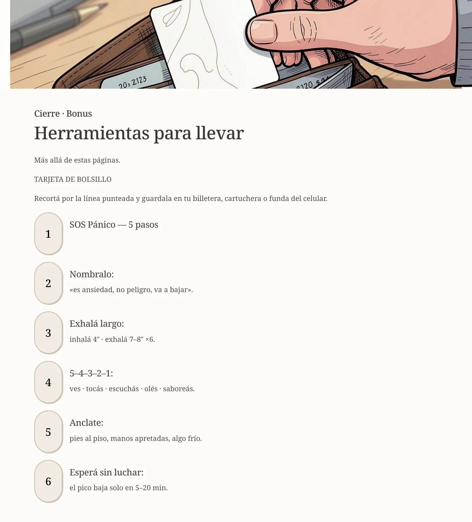 Vista previa de la Tarjeta SOS de bolsillo